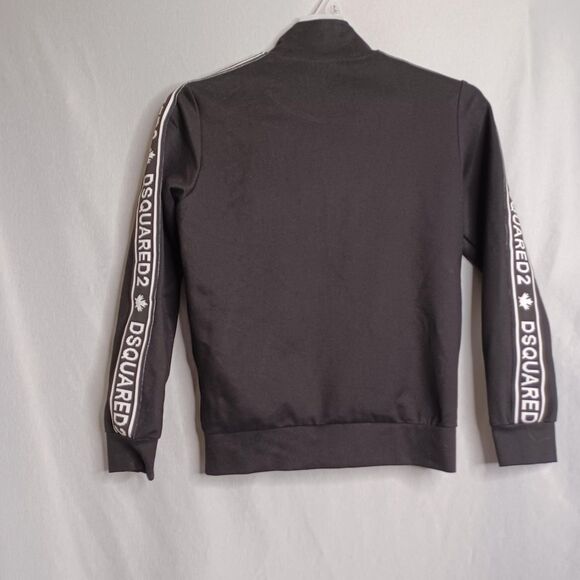 Dsquared2 Full Zip Track Jacket Mens Medium Black Logo Tape Maple Made Italy - Picture 2 of 16